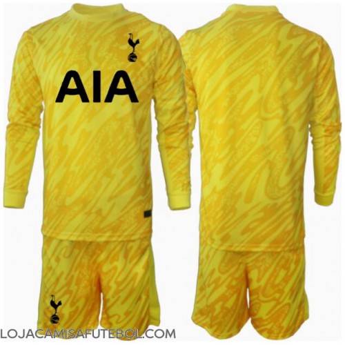 Camisa de Futebol Tottenham Hotspur Goleiro Equipamento Principal Infantil 2024-25 Manga Comprida (+ Calças curtas)